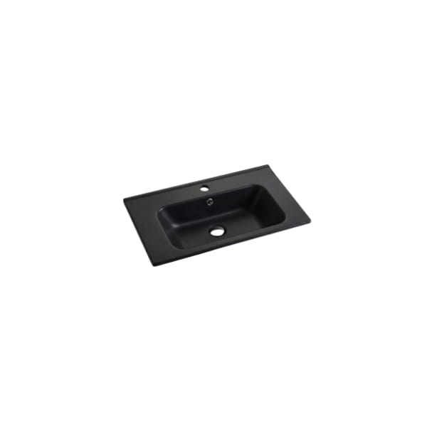 Eden 600mm single matt black ceramic vanity top with overflow
