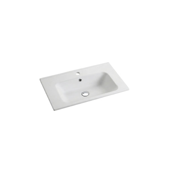 Eden 600mm single matt white ceramic vanity top with overflow