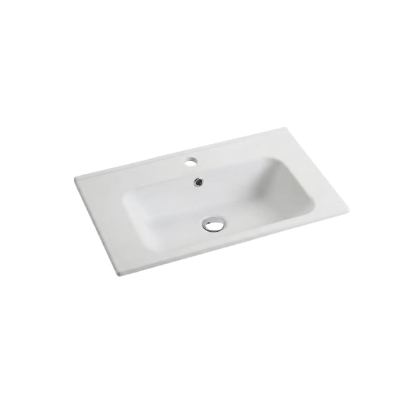 Eden 750mm single matt white ceramic vanity top with overflow