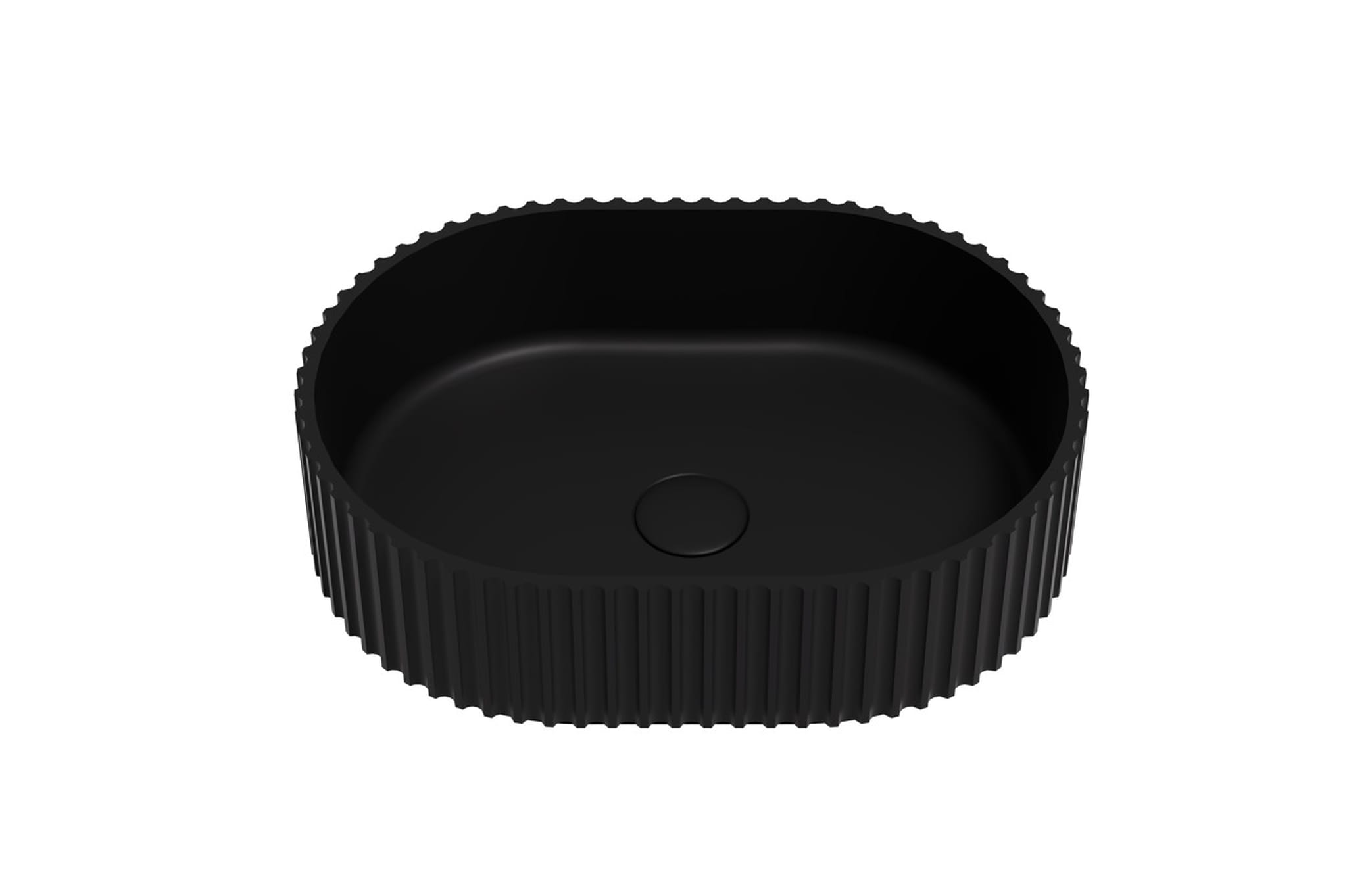 Lukka Ellips Oval Fluted Solid Surface Basin 480mm | Gloss White, Matte White, Matte Black