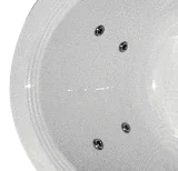 Modern white freestanding spa bath with hydrotherapy jets, close-up interior view