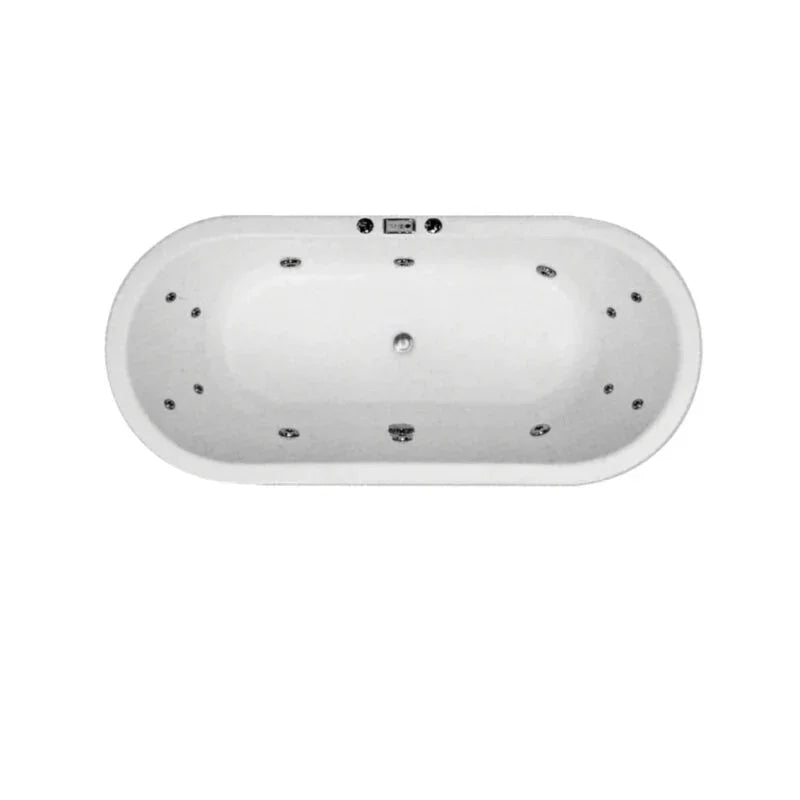 Modern oval freestanding bath with hydrotherapy jets, white acrylic, Secasa Home bathroom