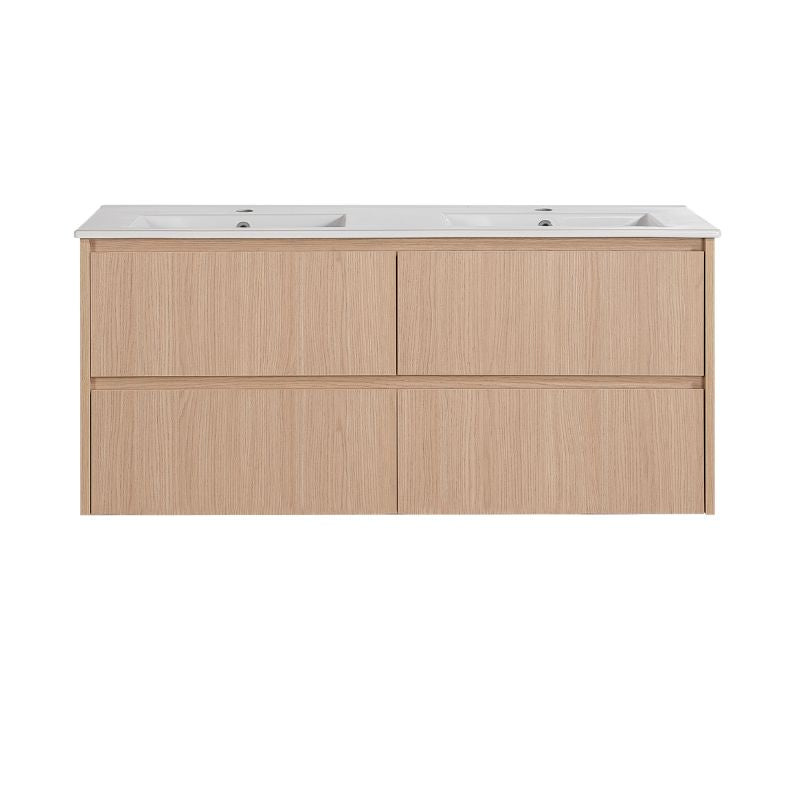 Lukka Gladstone Modern Wall Hung Plywood Sandy Oak Woodmatt Bathroom Vanity (600mm - 1500mm)