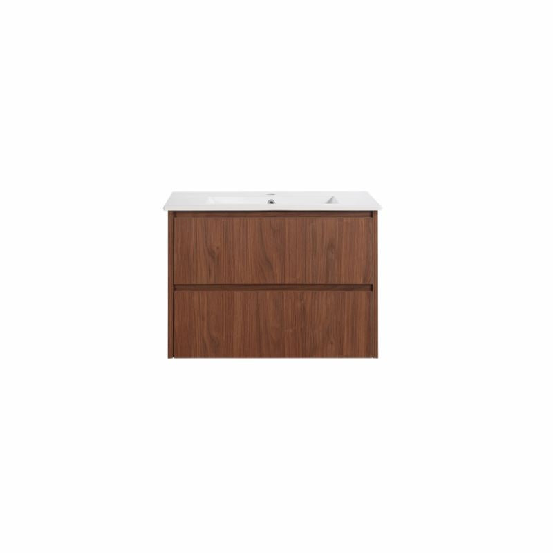 Lukka Gladstone 600mm Modern Wall Hung Plywood Vanity Cabinet in Mocha Oak Woodmatt