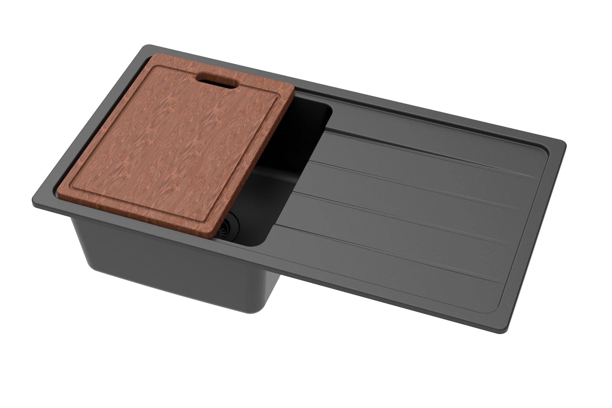 Granite Sink With Workstation 864mm Single Bowl Matte Black – durable composite kitchen sink with drainer board