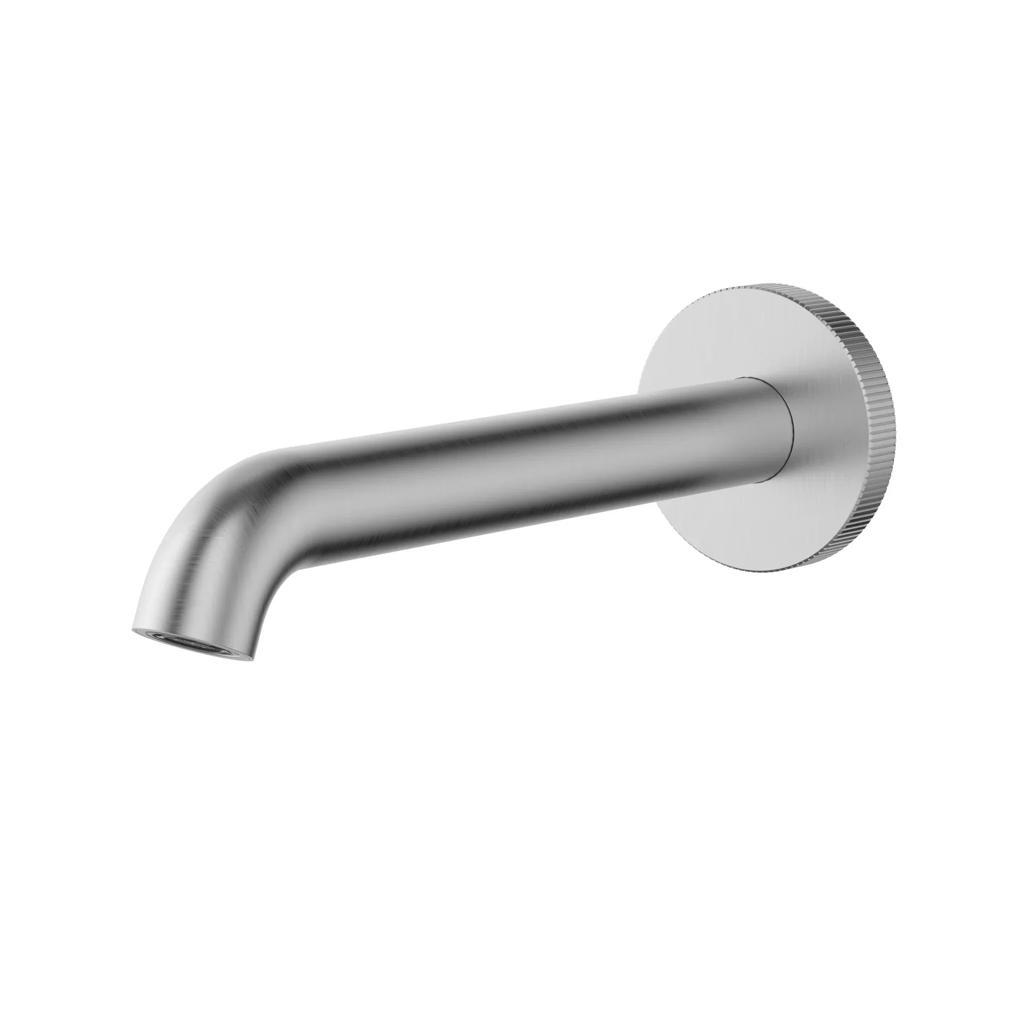 Brushed nickel wall-mounted bathroom spout, modern tapware by Secasa Home.