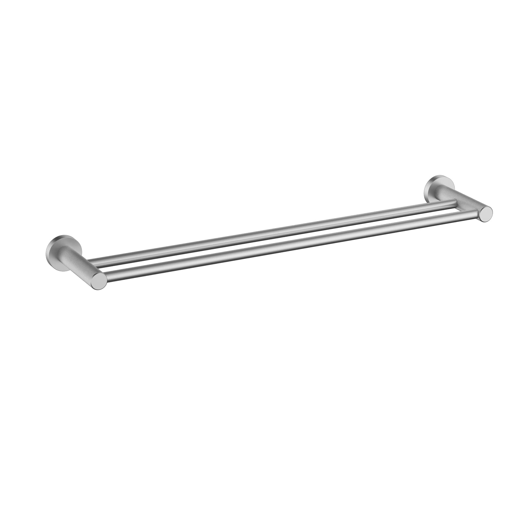 IKON Linie Double Towel Rail 600| 800mm Brushed Nickel Bathroom Accessory on a white background
