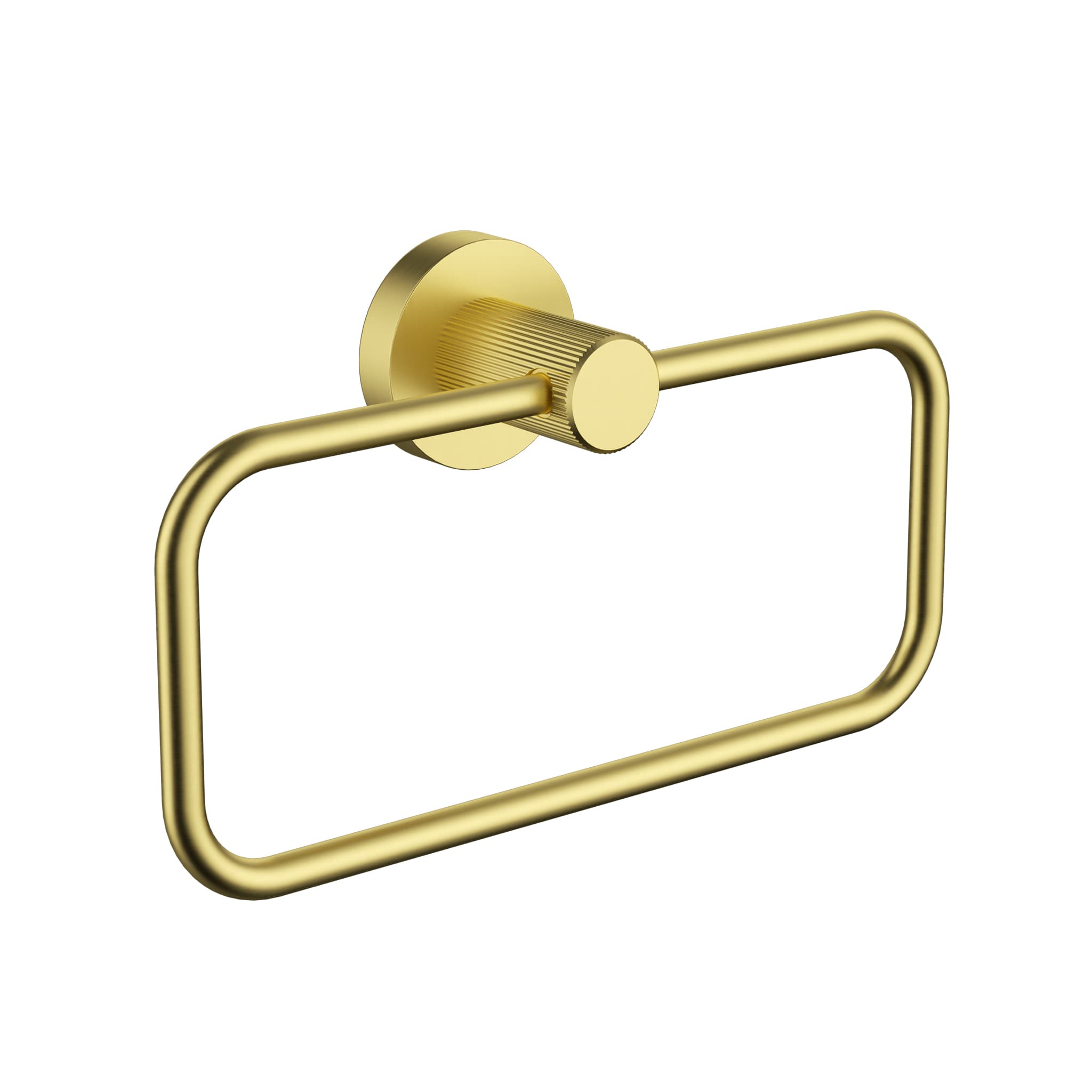 IKON Linie Towel Ring in Brushed Gold Solid Brass Bathroom Hand Towel Holder on a white background