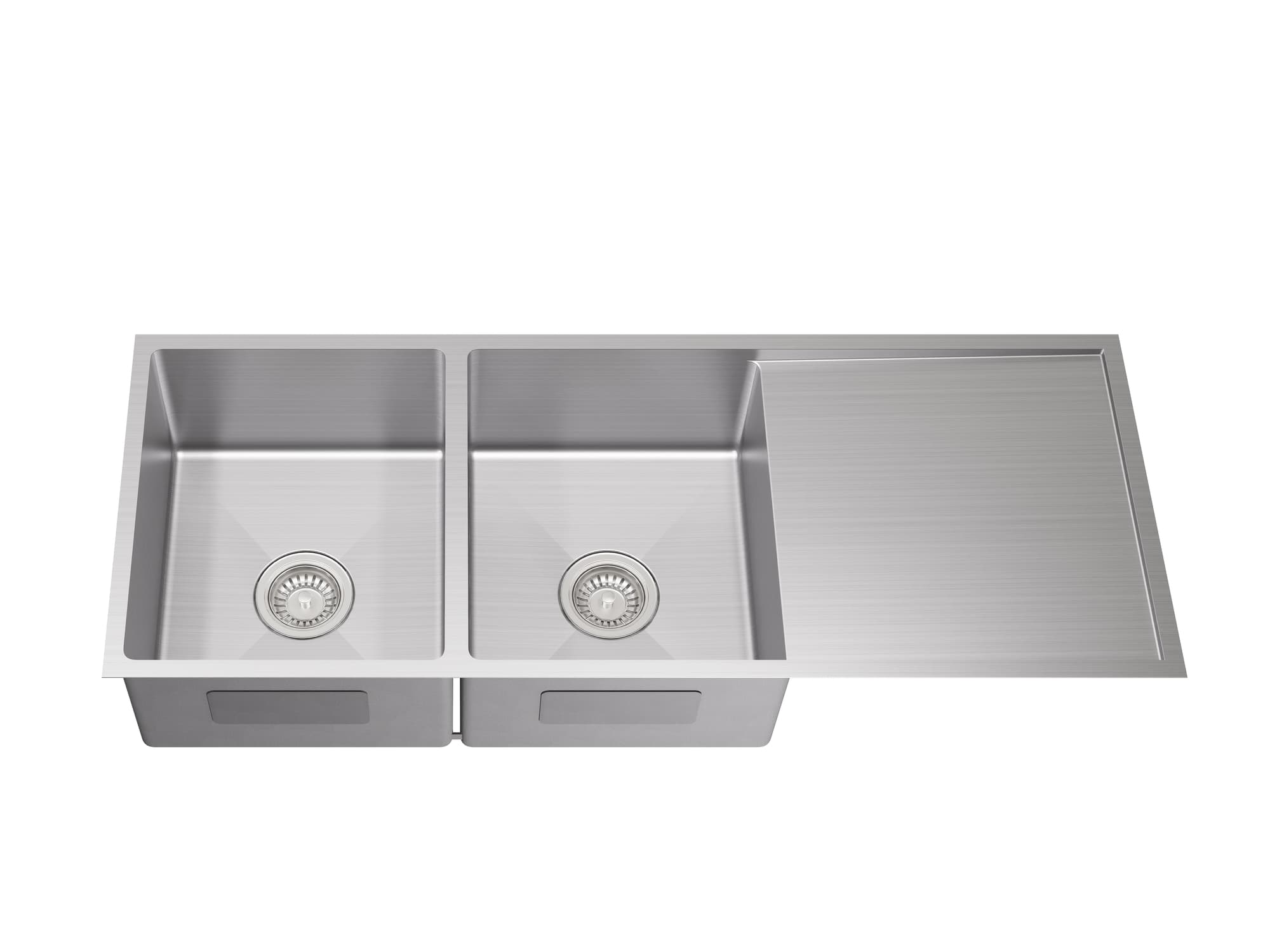 Kliff Stainless Steel Double Bowl Sink 1140×450×230mm Brushed Stainless