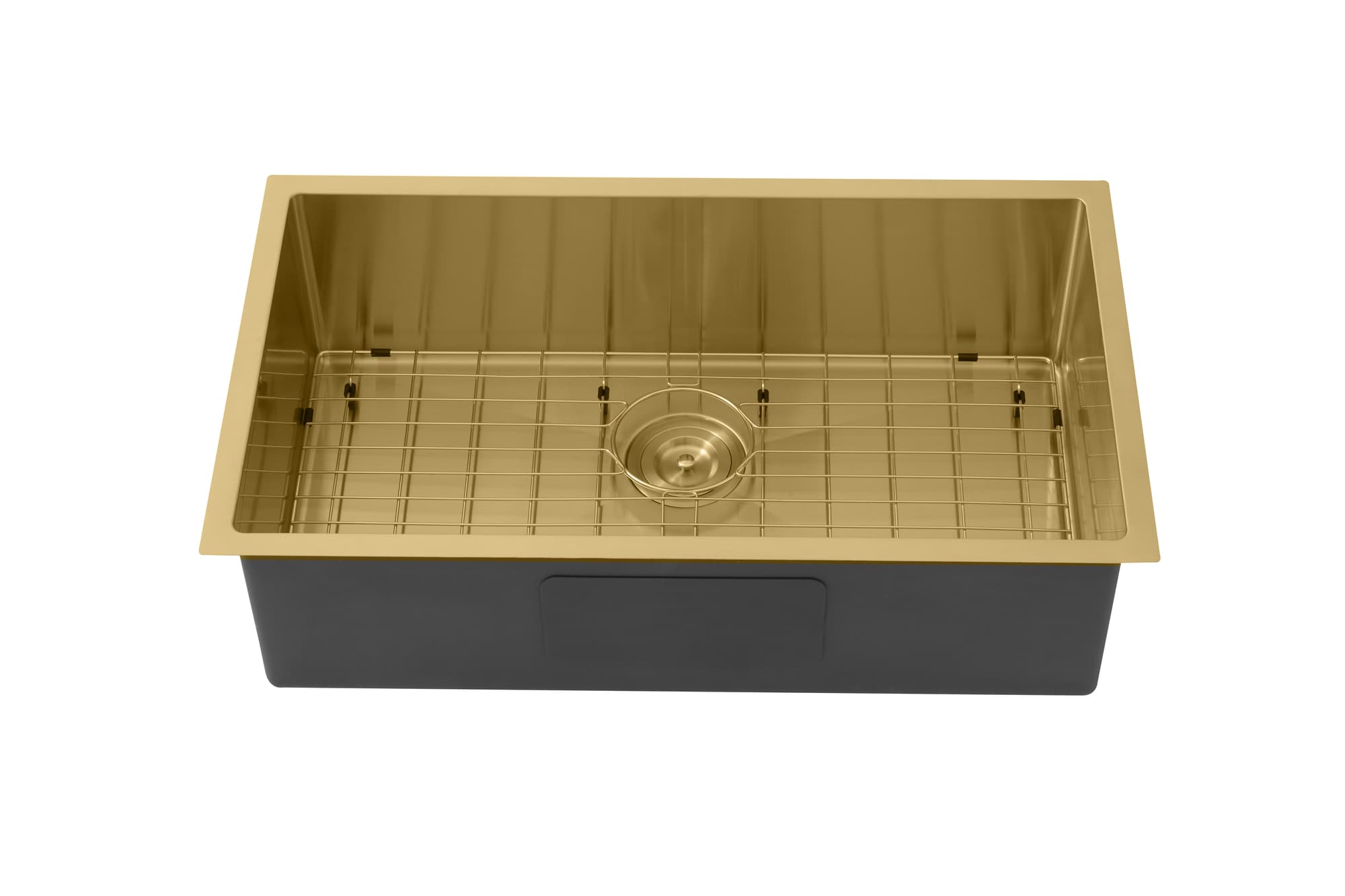 Lukka Kliff Hand Made PVD Stainless Steel Sink | Single Bowl | 760×440×230mm | Brushed Stainless, Gun Metal & Brushed Gold