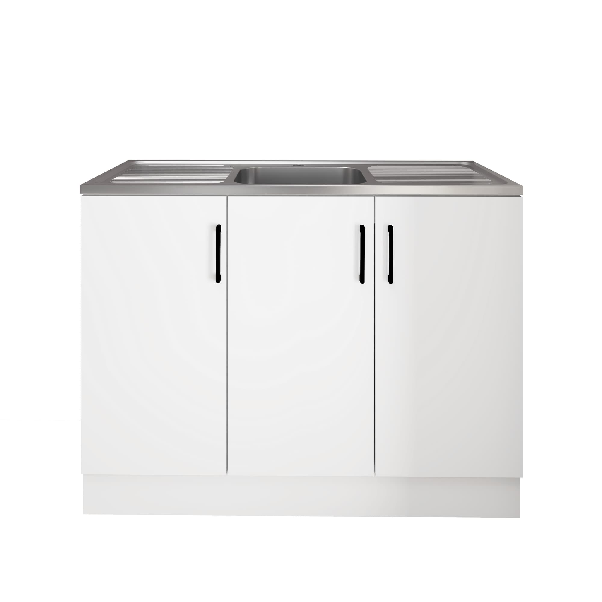 KM1248 PVC Kitchenette Laundry Unit complete set with waterproof PVC cabinet and stainless steel sink with drainer – 1180×485×900mm