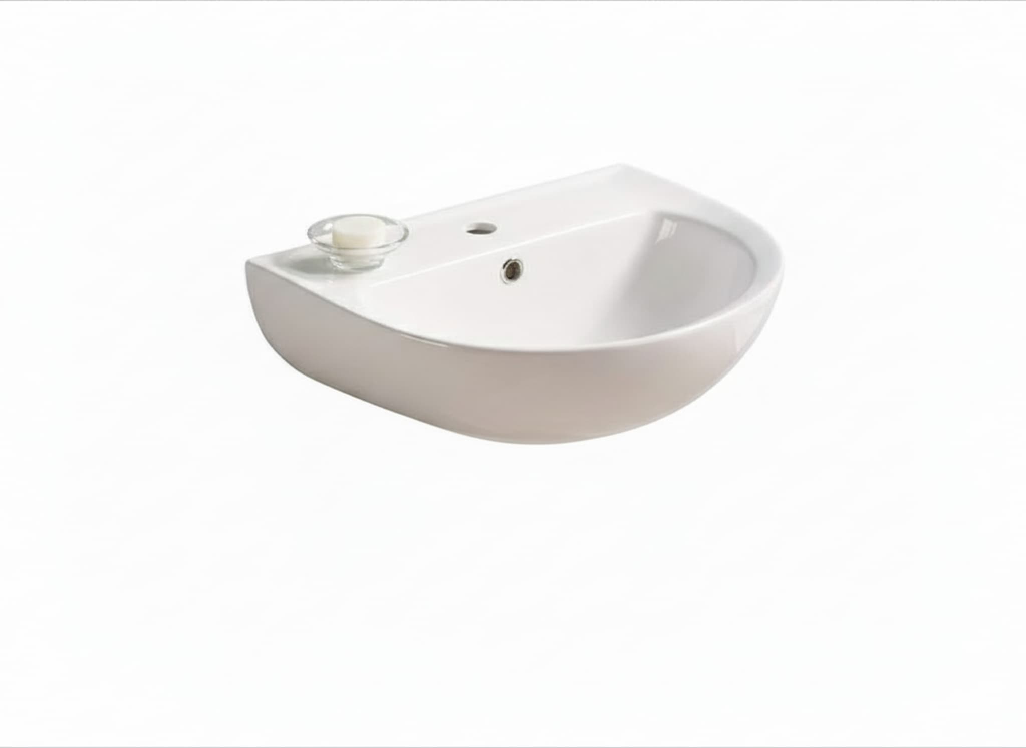 Lukka Carrida Fine Ceramic Wall Hung Care basin, oval shape on a white background