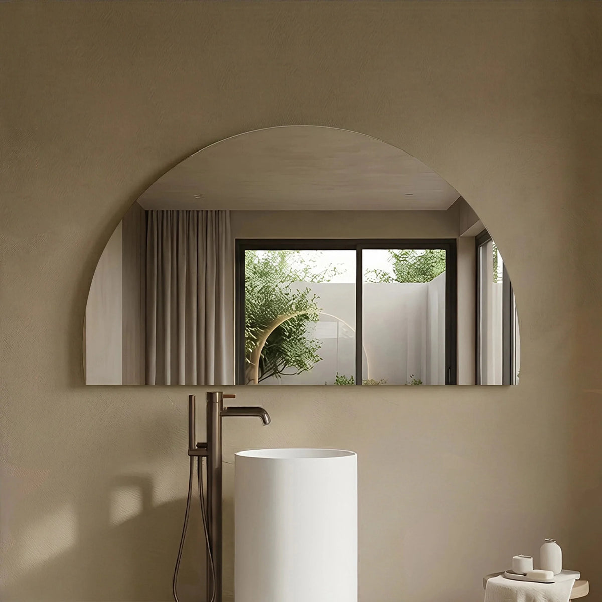 Lukka half moon bathroom mirror 1