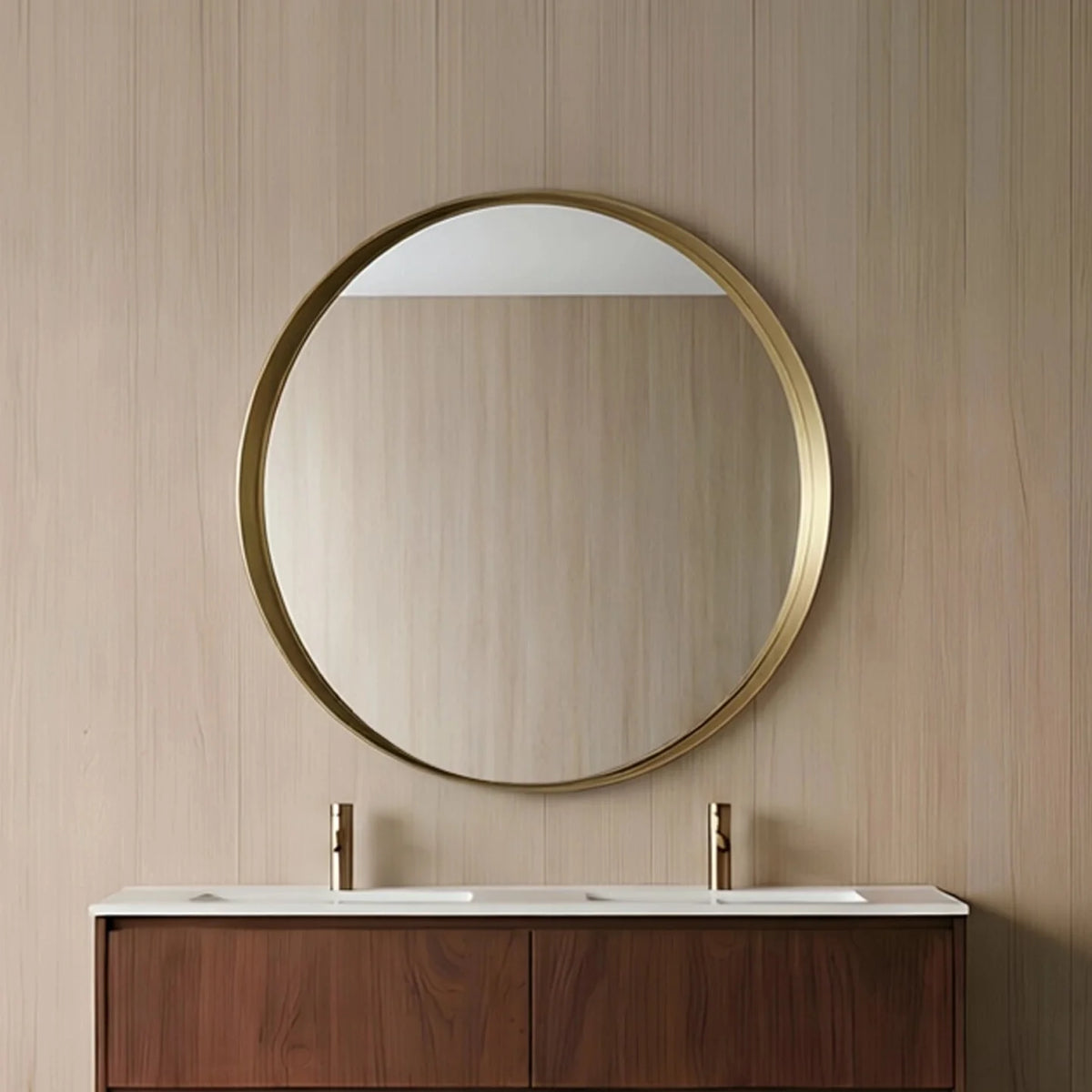 Lukka Orbis framed round bathroom mirror – LK FM900 BG