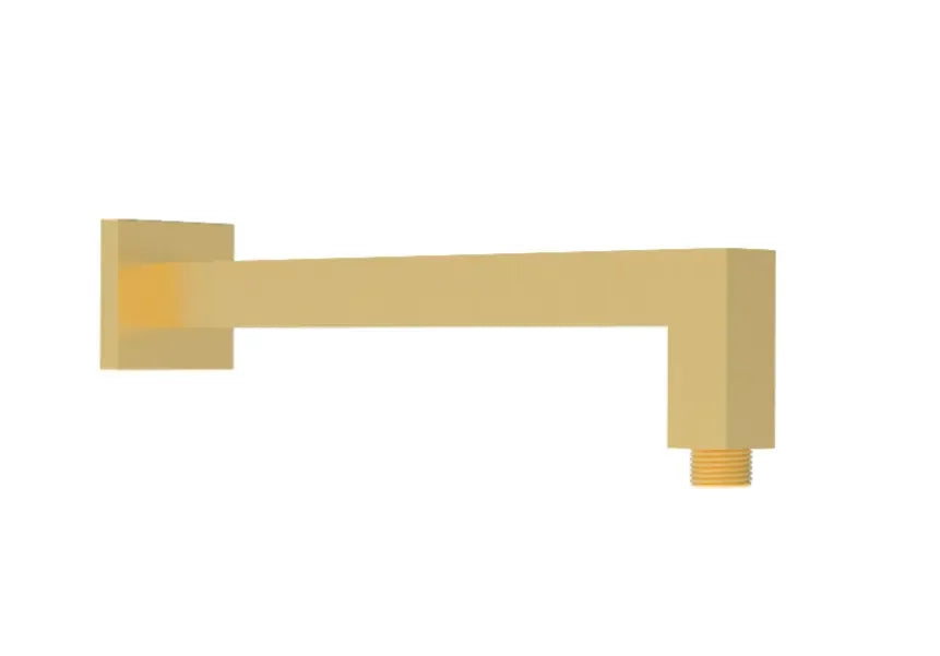 Matte gold square wall-mounted shower arm, modern bathroom tapware by Secasa Home