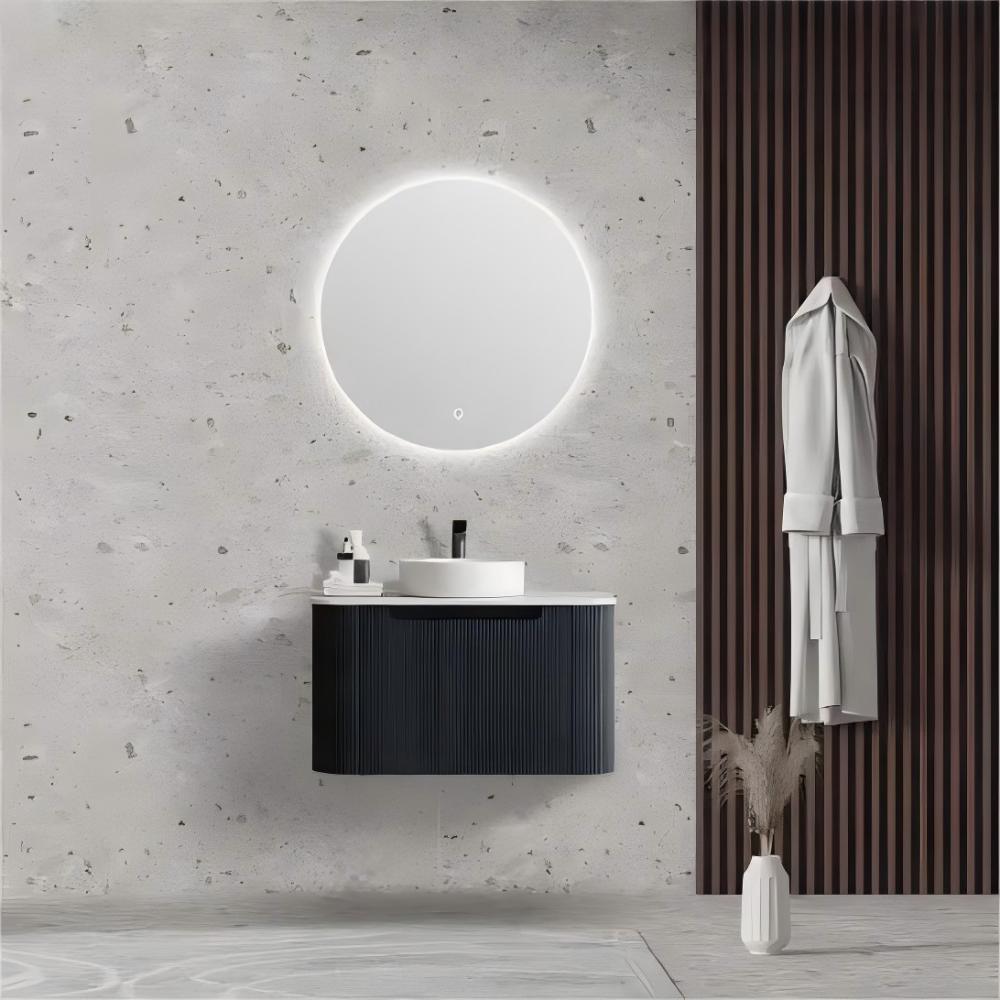 MERCIO Rome Matt Black Fluted Curved Wall-Hung Vanity 600-1500mm