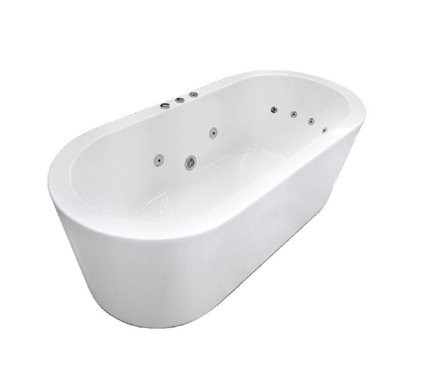 Close-up of the smooth, thick edge design of the Broadway Redondo Oval Freestanding Tub.