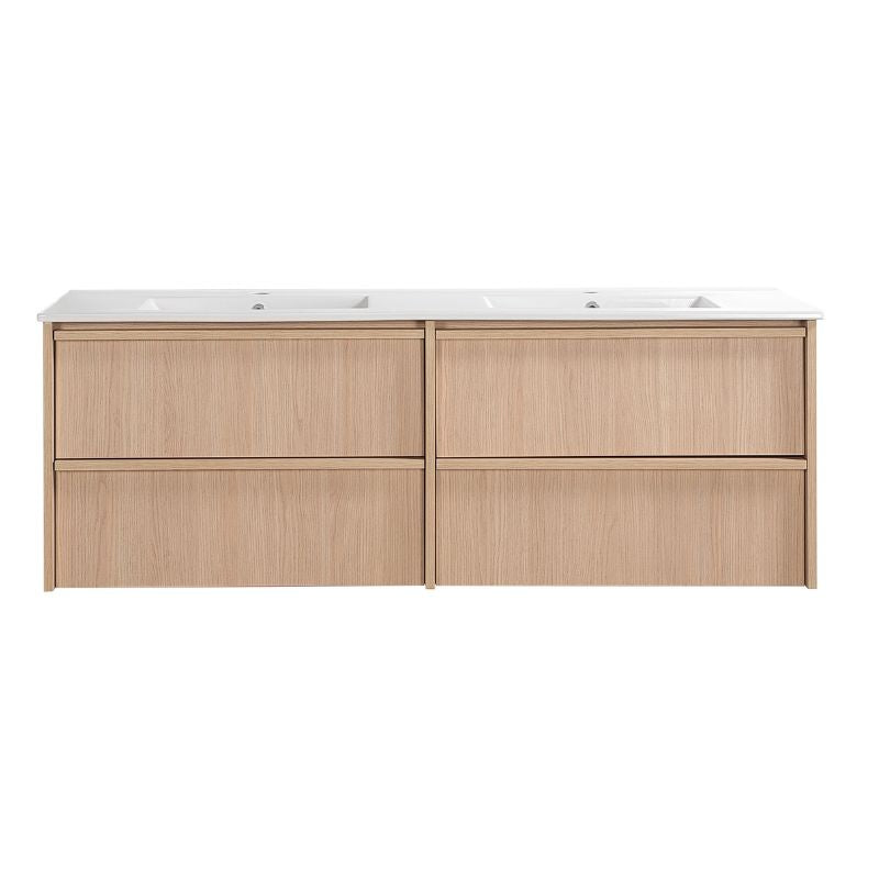 Lukka Ridgewood 1500mm Modern Wall Hung Plywood Vanity Cabinet in Sandy Oak Woodmatt Finish