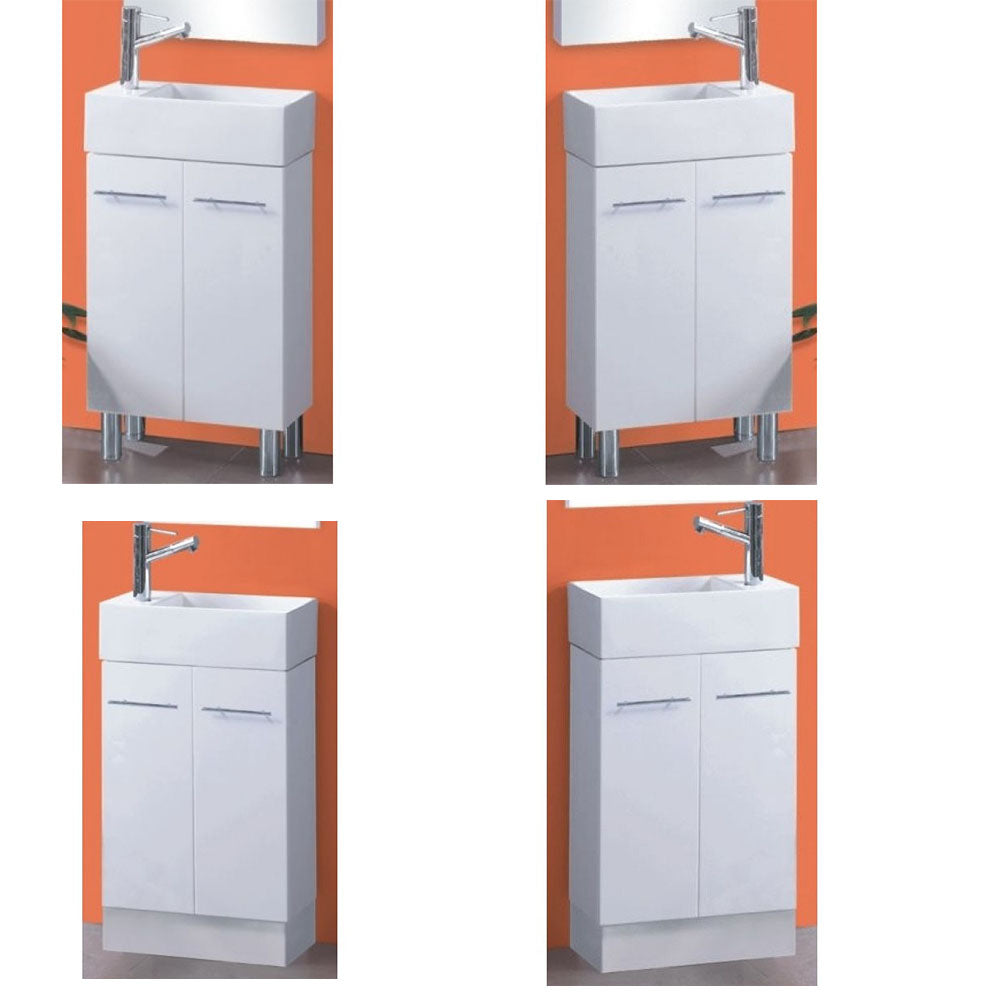 ROMA Gloss White 480*240*900mm Freestanding Mini Bathroom Vanity with China Top