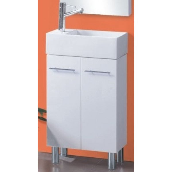 ROMA Gloss White 480*240*900mm Freestanding Mini Bathroom Vanity with China Top