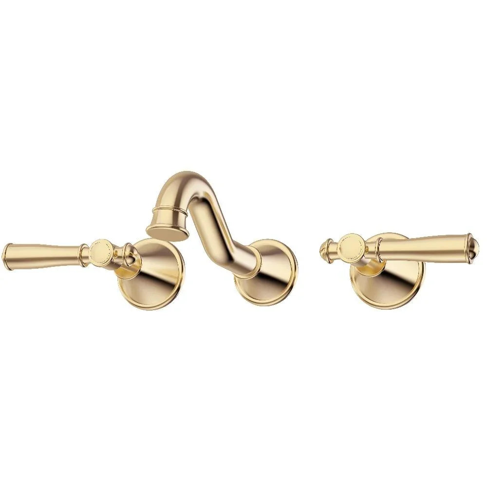 Modern gold wall-mounted bathroom tapware set with two handles from Secasa Home