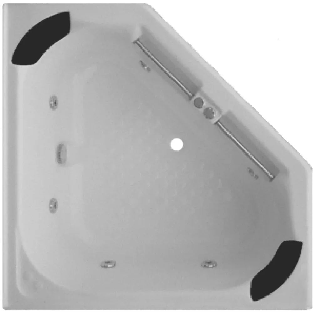 Modern corner spa bath with integral headrests and non-slip base, Secasa Home bathroom