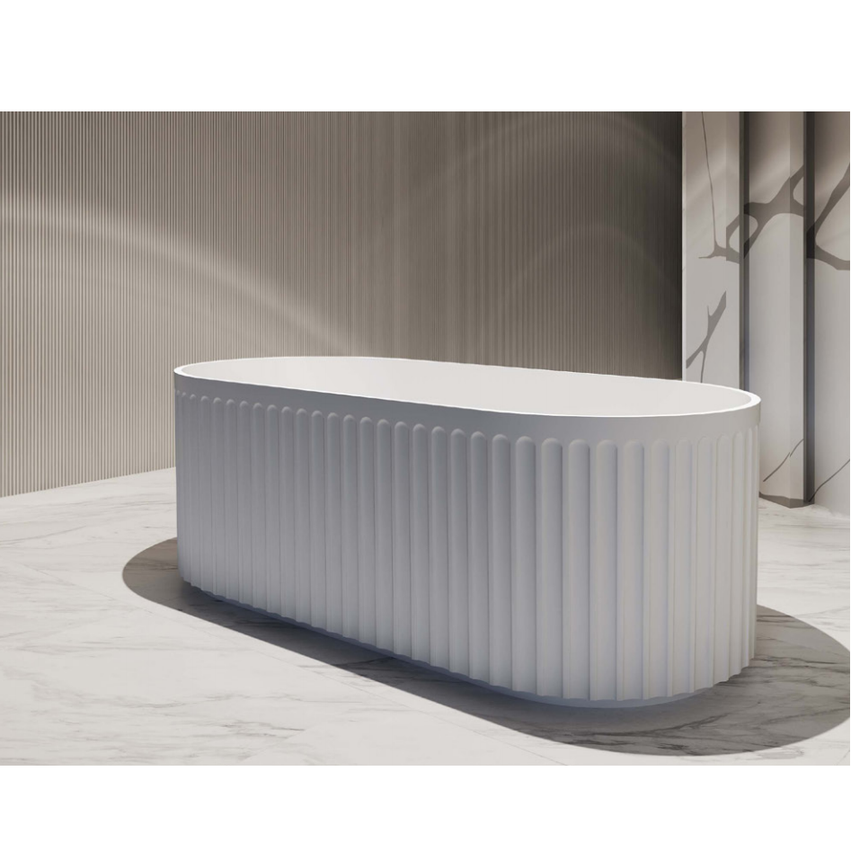 RIVA ROMA Fluted Freestanding Bathtub – Gloss White | Matt White | Available in 1500mm & 1700mm