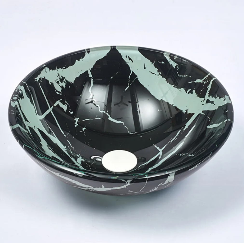 Infinity Double Layer Tempered Glass Round Above Counter Art Basin 420*420*145mm