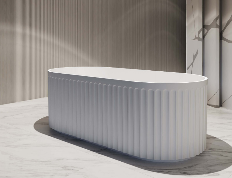 RIVA ROMA Fluted Freestanding Bathtub – Gloss White | Matt White | Available in 1500mm & 1700mm