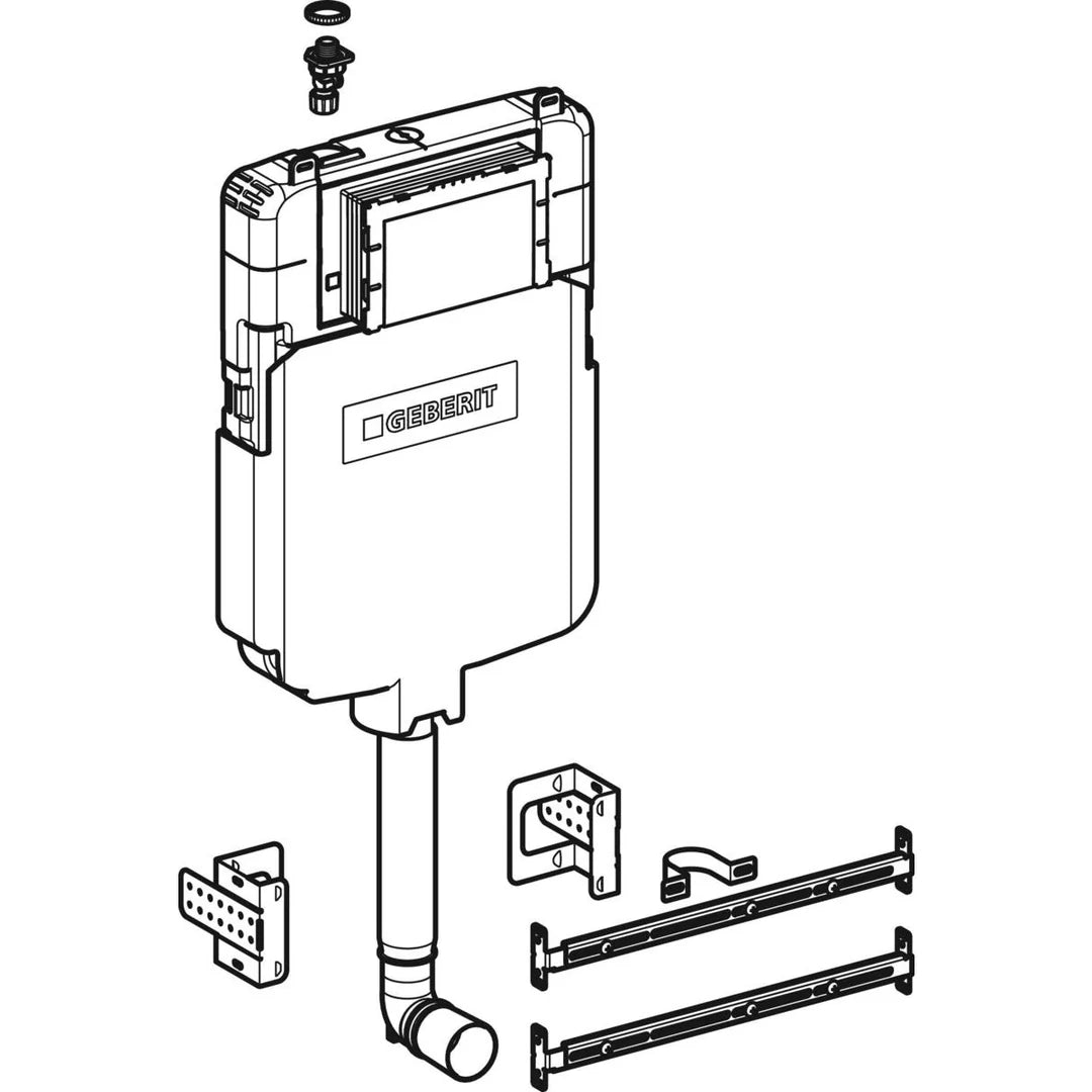 Geberit concealed toilet cistern installation kit line drawing, bathroom renovation hardware