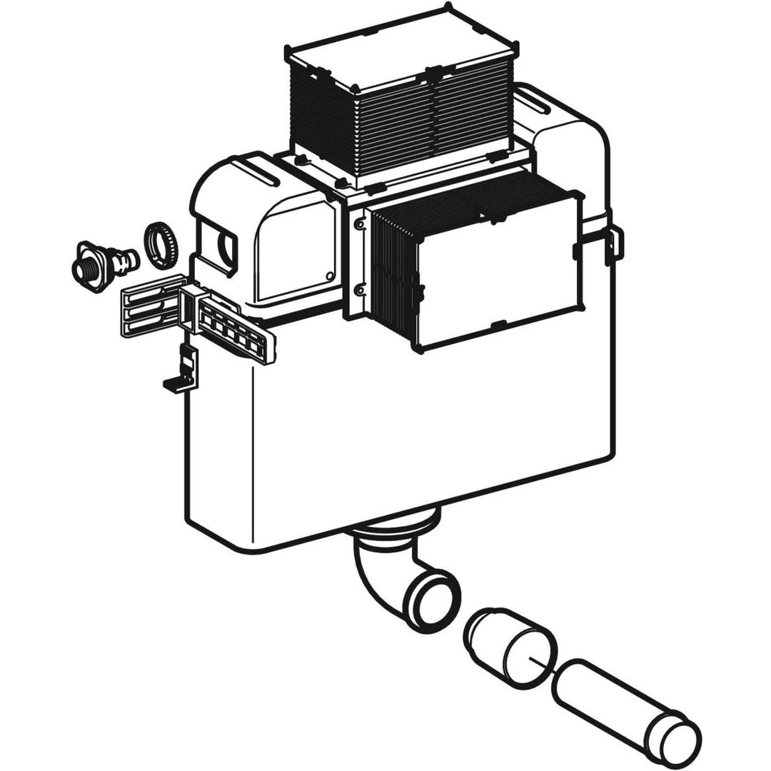 Wall-hung concealed toilet cistern installation diagram, modern bathroom plumbing part