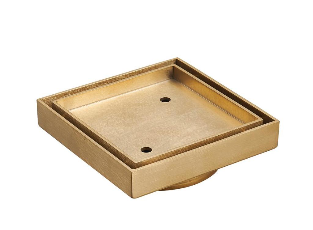 Somer D444 115x115mm Square Tile Insert Stainless Steel Floor Drain – 90mm Outlet | Brushed Gold / Black / Gunmetal / Silver / Rose Gold