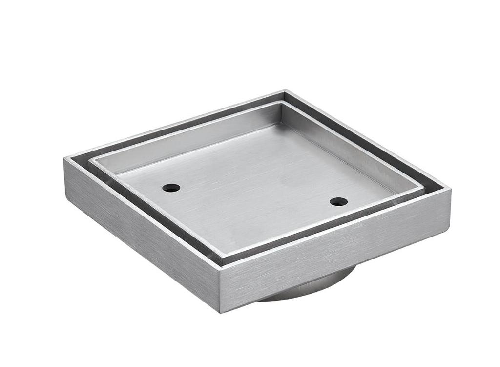 Somer D444 115x115mm Square Tile Insert Stainless Steel Floor Drain – 90mm Outlet | Brushed Gold / Black / Gunmetal / Silver / Rose Gold