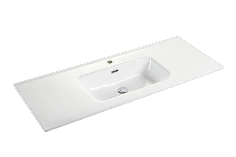 ABS Eden Slim Curved Gloss White Ceramic Top With Overflow 610-1210*465*175mm