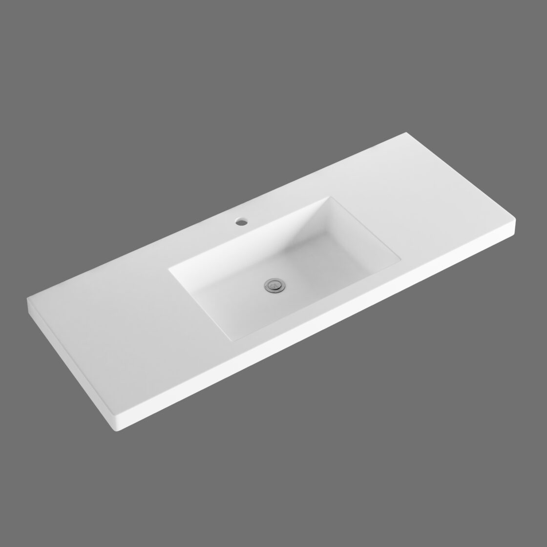 Modern white bathroom vanity top with integrated rectangular basin by Secasa Home