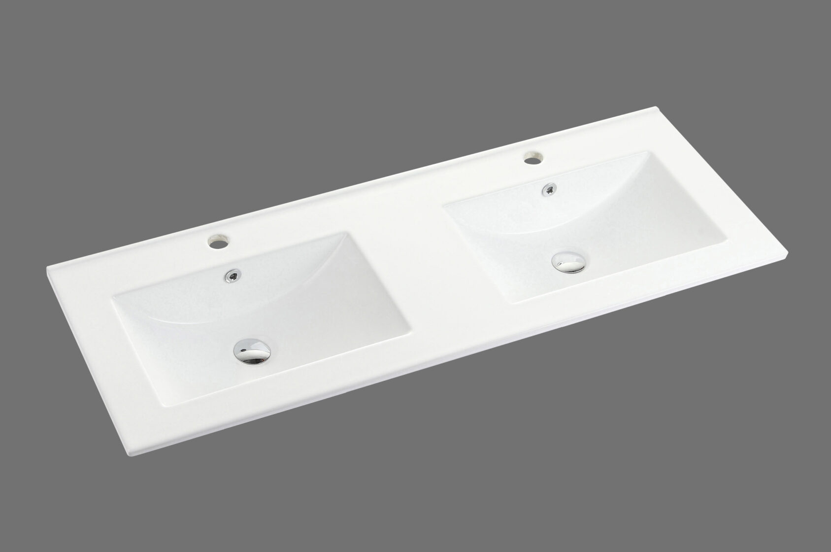 Modern double bathroom vanity top with two rectangular sinks, white finish, Secasa Home
