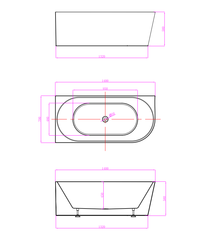 INFINITY Nerida Gloss White Corner Bathtub – 1300mm / 1400mm