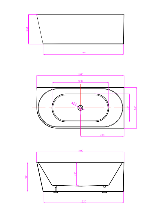 INFINITY Nerida Gloss White Corner Bathtub – 1300mm / 1400mm