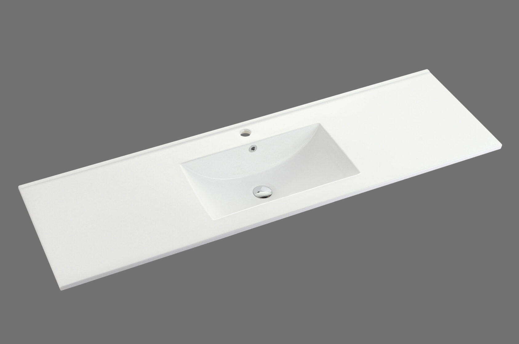 Modern white bathroom vanity top with integrated rectangular basin from Secasa Home.
