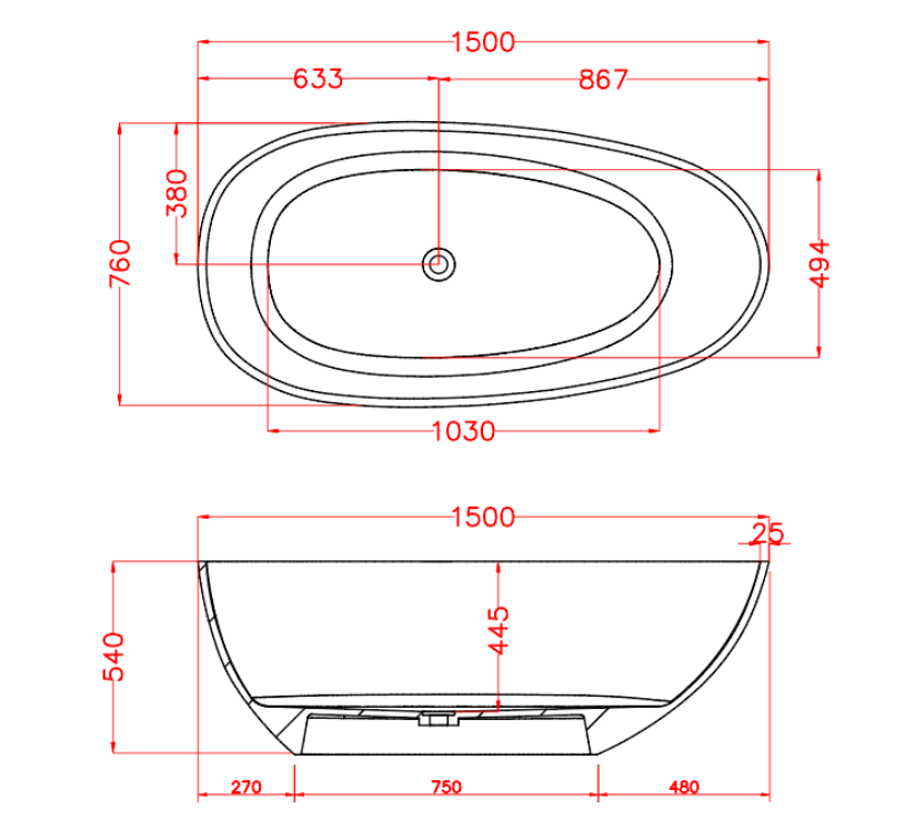RIVA PETII Freestanding Bathtub – Transparent Yellow | Solid Surface | Made to Order | Available in 1500mm & 1700mm Sizes