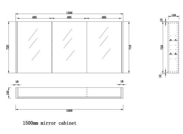 RIVA Geneva Brown Oak Fluted Mirror Shaving Cabinet (450mm to 1500mm)
