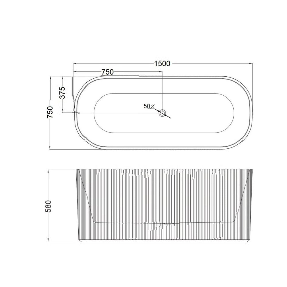 SUNNY 4269 Freestanding Oval Acrylic Bathtub – Matt Black Exterior & Gloss White Interior| Available in 1500mm & 1700mm