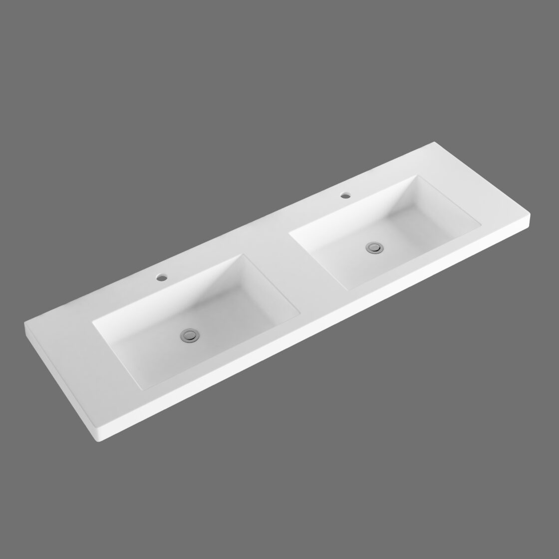 Modern double rectangular bathroom vanity basin in white, Secasa Home renovation product