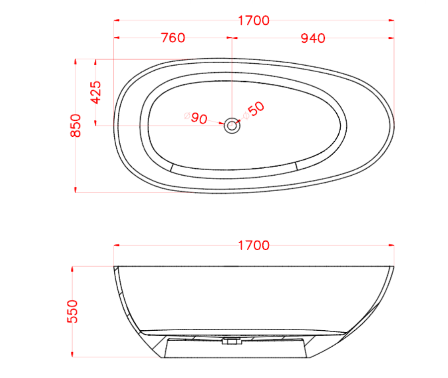 RIVA PETII Freestanding Bathtub – Transparent Yellow | Solid Surface | Made to Order | Available in 1500mm & 1700mm Sizes