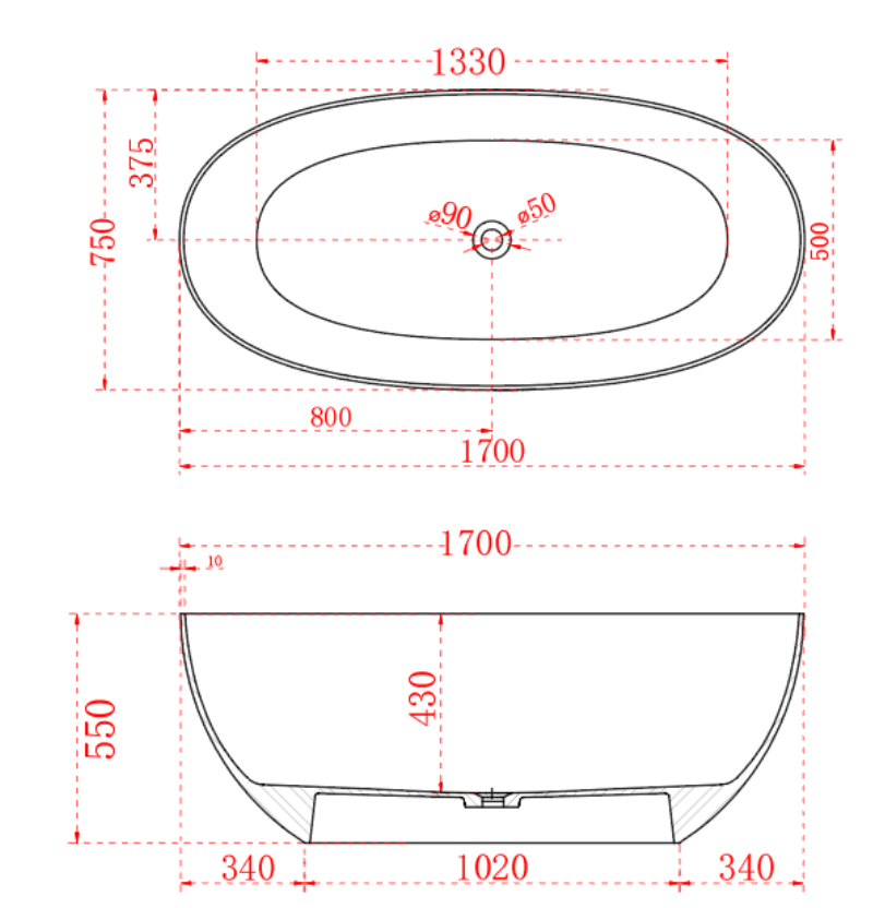 RIVA NOTO Freestanding Bathtub – Transparent Blue | Solid Surface Luxury | Available in 1500mm & 1700mm | Made to Order