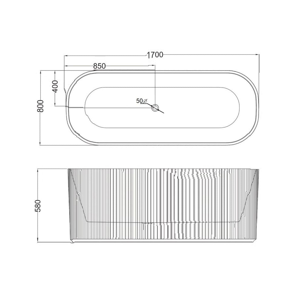 SUNNY 4269 Freestanding Oval Acrylic Bathtub – Matt Black Exterior & Gloss White Interior| Available in 1500mm & 1700mm