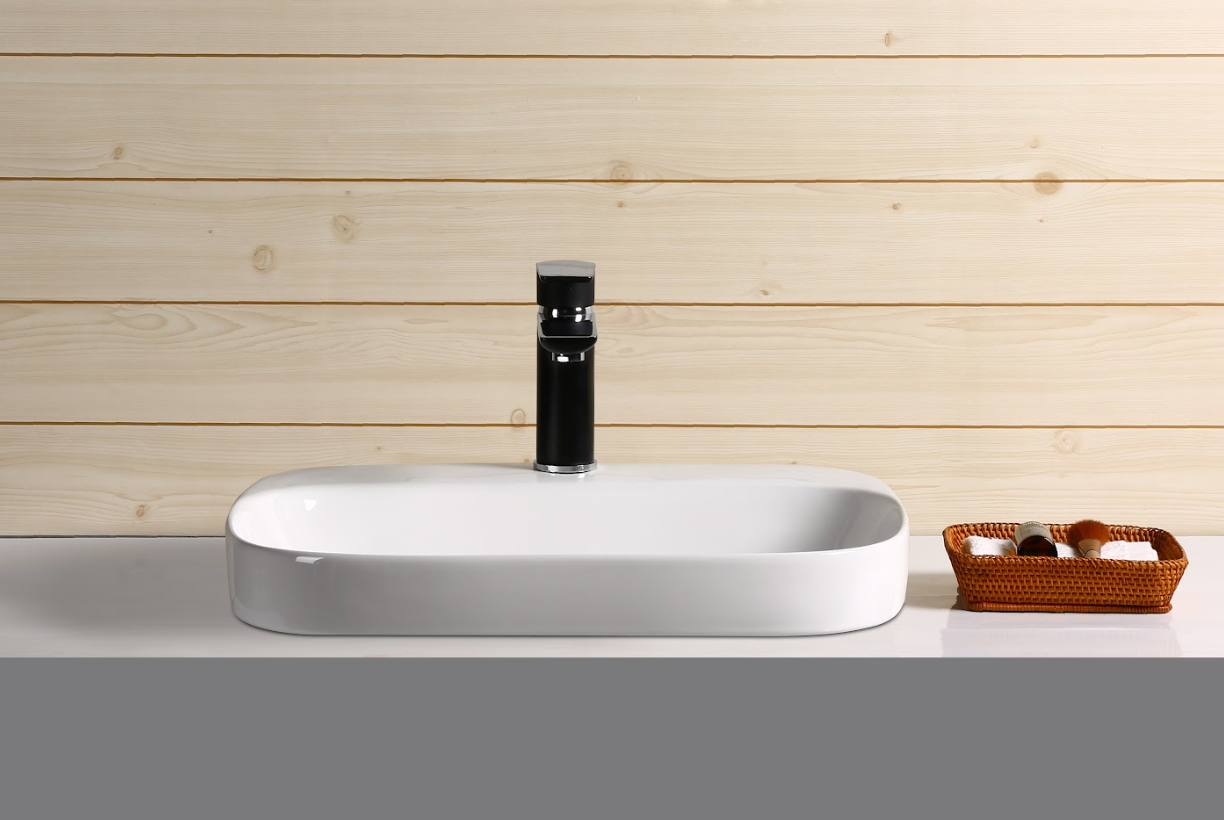 Infinity Rectangle Gloss White Ceramic Insert /Drop In Basin 500*420*155mm