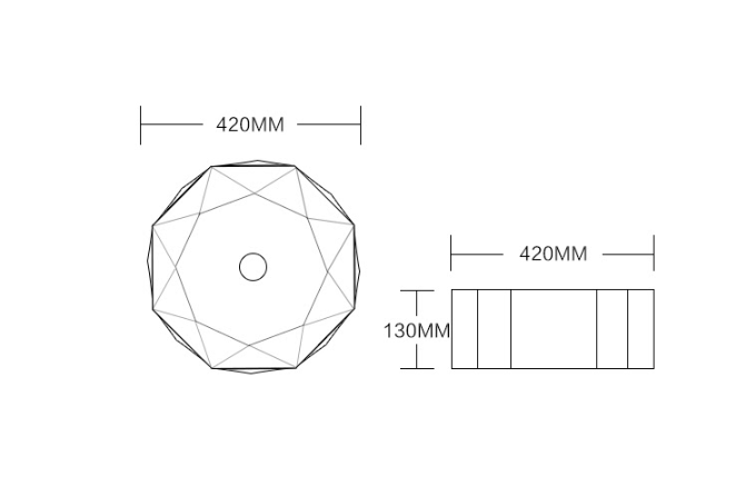 Infinity Round / Diamond Gloss White Ceramic Above Counter Basin 420*420*130mm