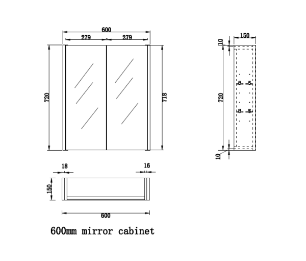 RIVA Geneva Brown Oak Fluted Mirror Shaving Cabinet (450mm to 1500mm)