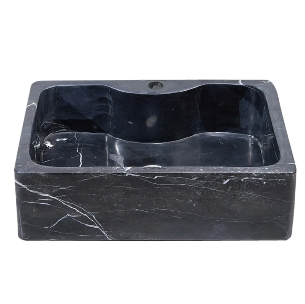 Infinity Natural Black Marble Stone Rectangle Above Counter Art Basin 500*380*150mm